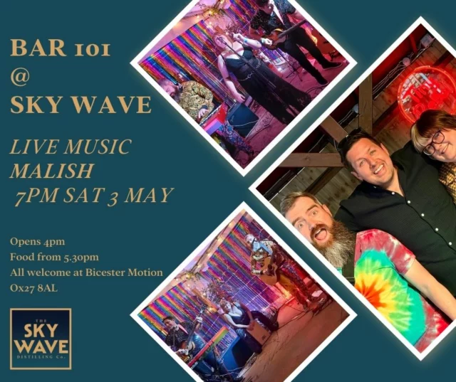 Live Music in the Sunshine!

Bar 101 @ Sky Wave is opening in style this Bank Holiday weekend with great food from @thetastytrailer1  on Friday and live music from the brilliant band, @malishband  on Saturday accompanied by delicious Middle Eastern fare from @damascusrosekitchen 

Come for food, drinks and sun at our outdoor bar @bicestermotion . Open to everyone, just head up the avenue to the top. 

We're open every Fri and Sat from 4pm until October. 

#bankholiday  #gin #weekend #skywave